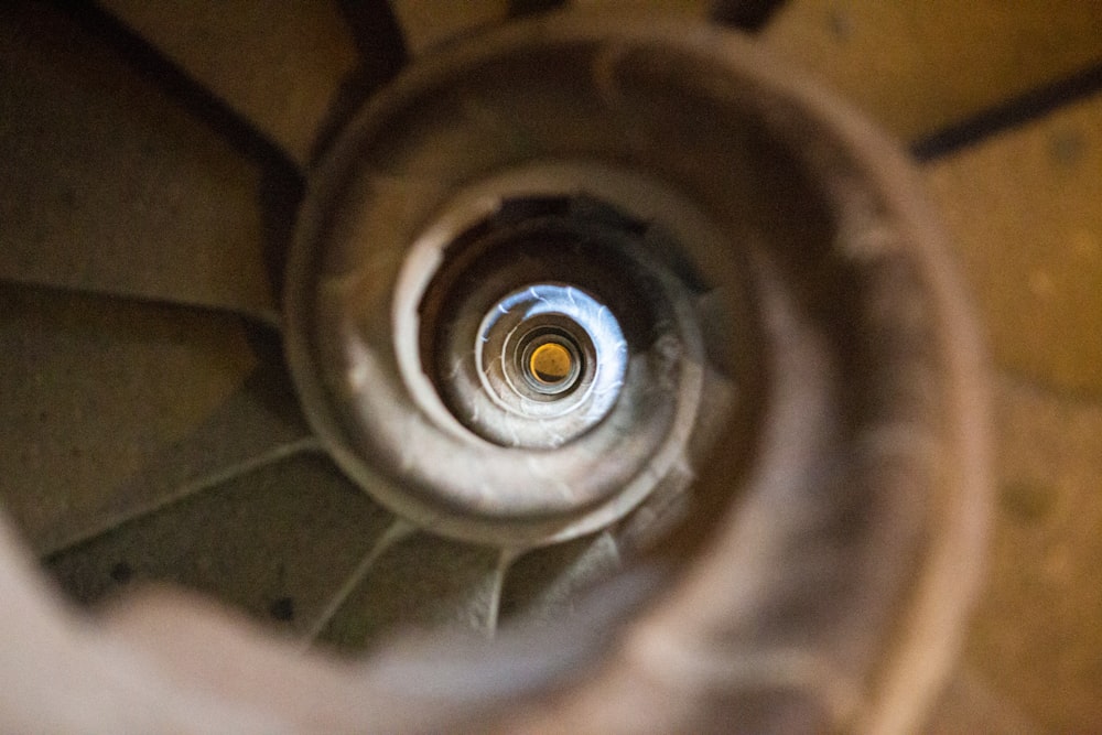 a view of a spiral staircase from above