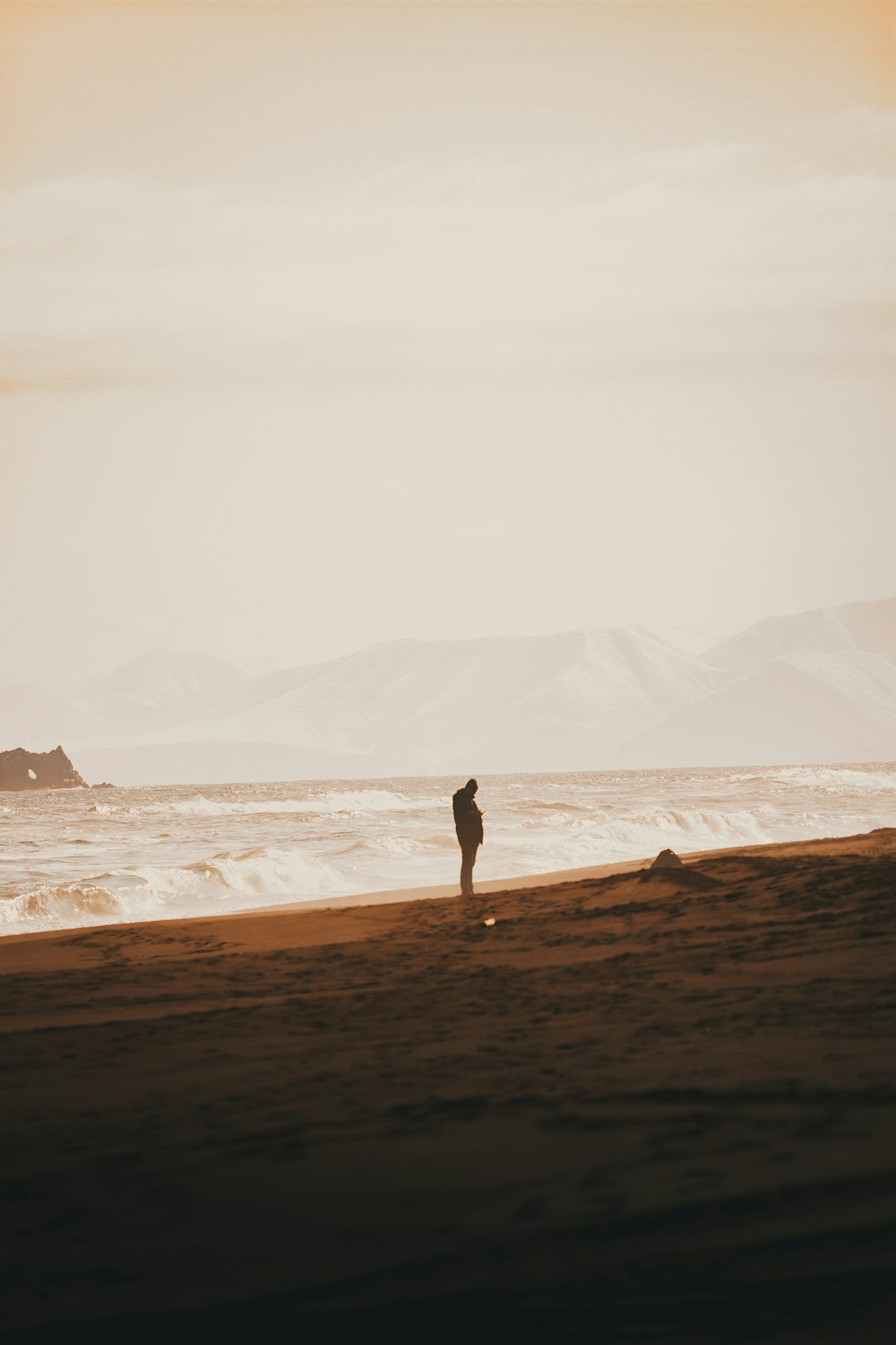 silhouette of standing person on field