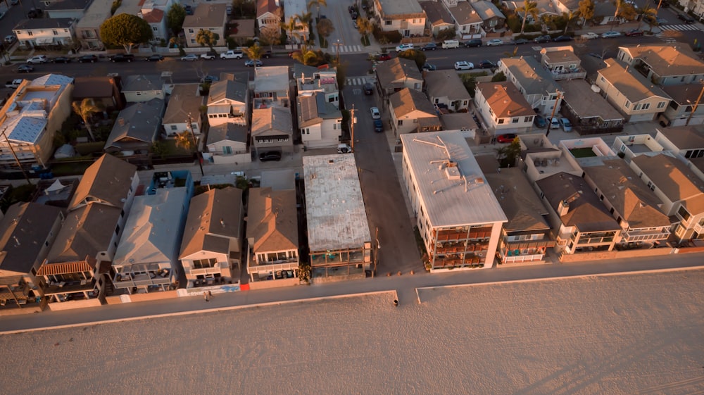 top angle view of buildings and roadways