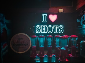 i love shots signage