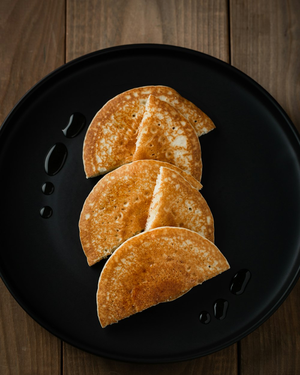 sliced pancakes on plate