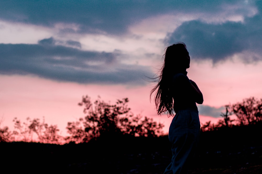 silhouette of standing woman