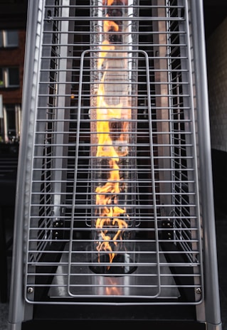 fire in metal cage