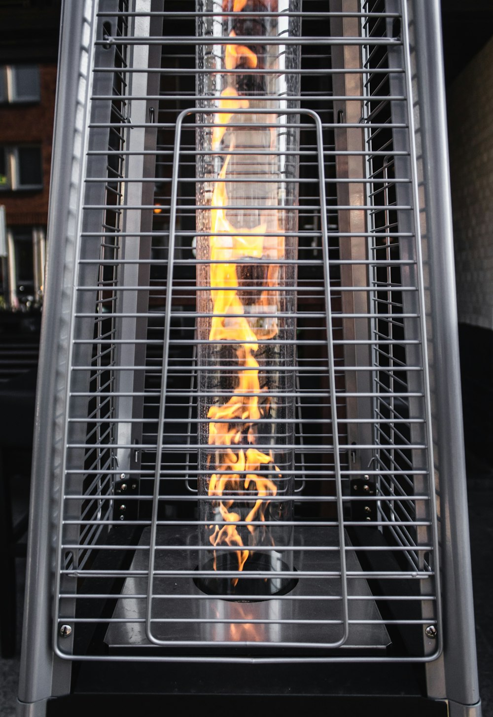 fire in metal cage