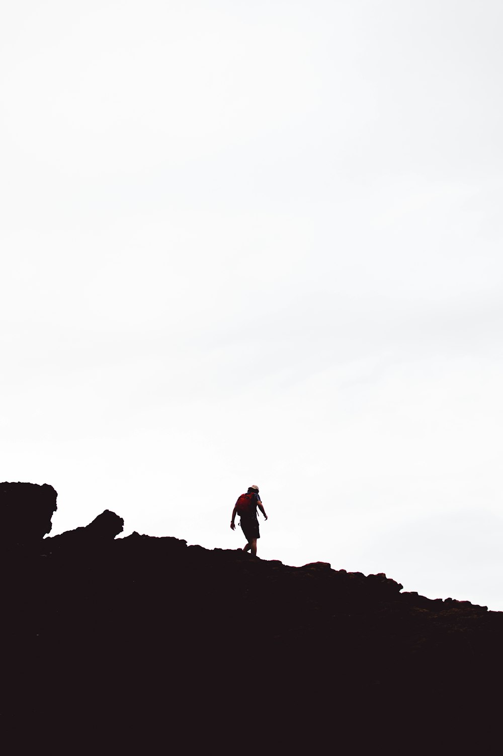 silhouette of man on hill