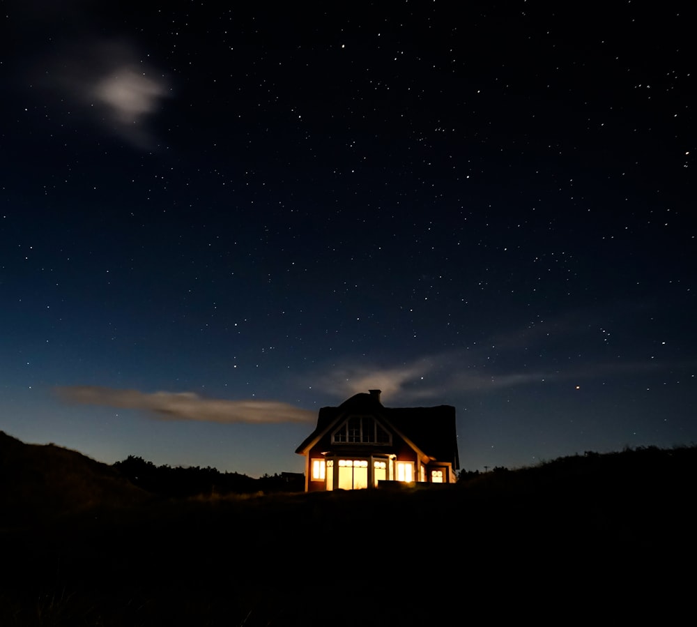 brown house on hill