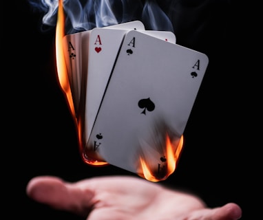 burning playing cards