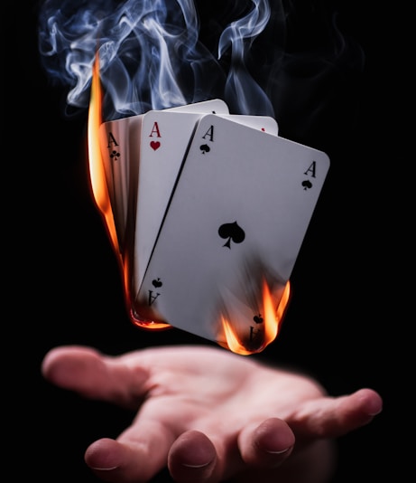 burning playing cards