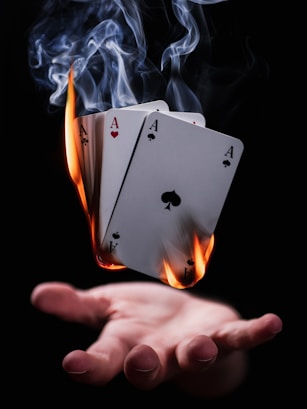 burning playing cards