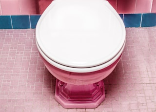 pink and white ceramic toilet bowl