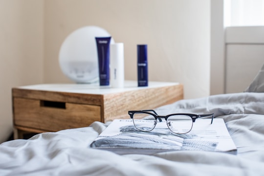 black framed eyeglasses