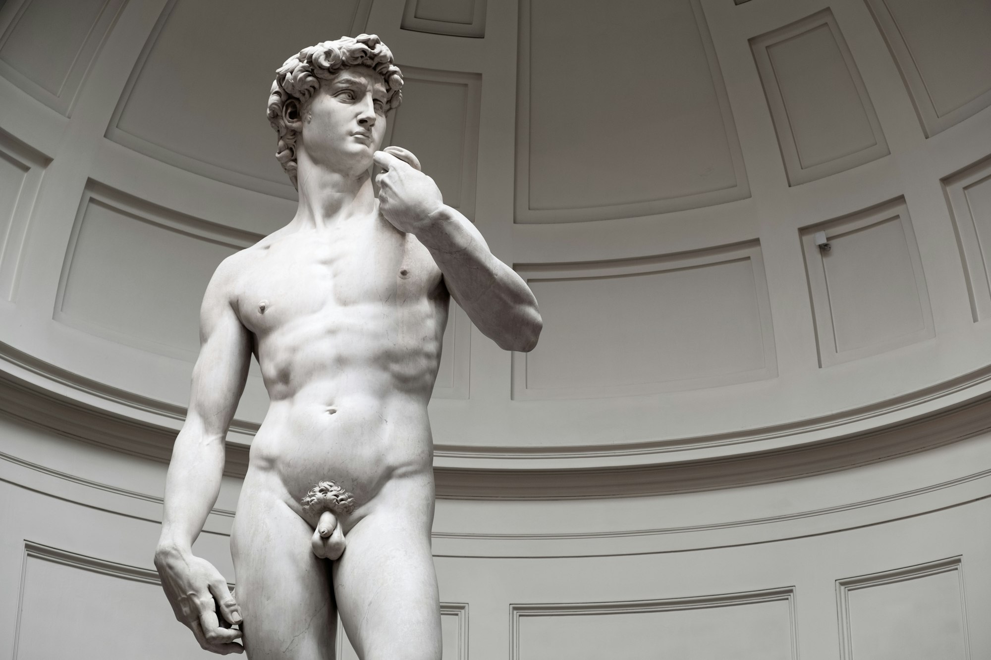 David is a masterpiece of Renaissance sculpture created in marble between 1501 and 1504 by the Italian artist Michelangelo.