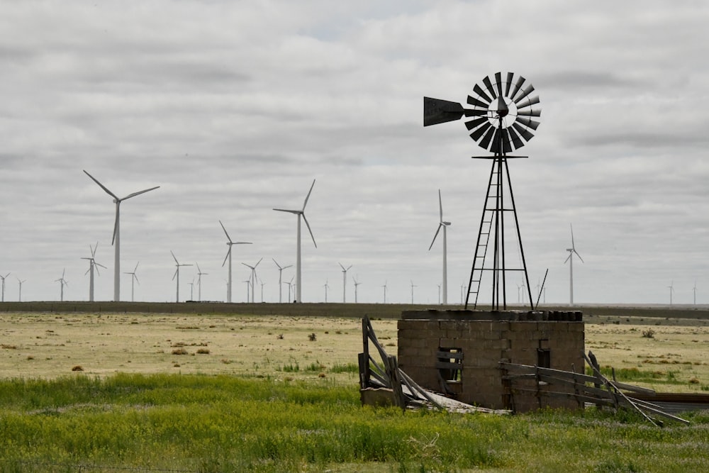 gray wind turbines