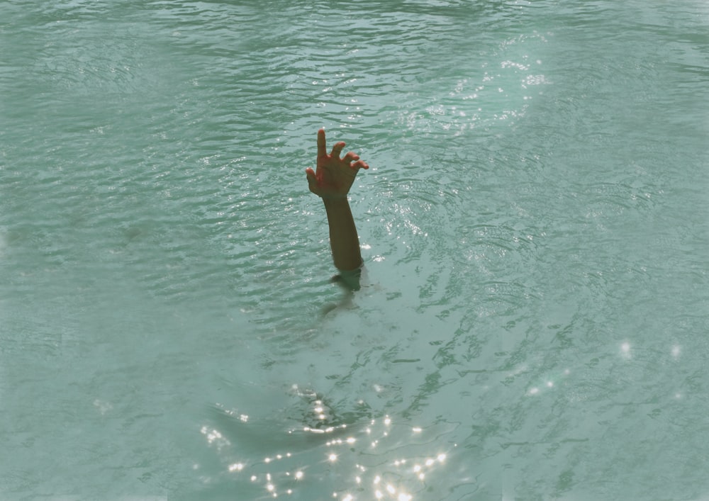 person under body of water