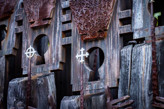Close-up of a finely crafted wooden sculpture with intricate details.