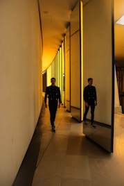 man walking inside building