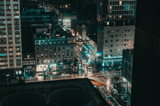 aerial photography of lights in city buildings during nighttime