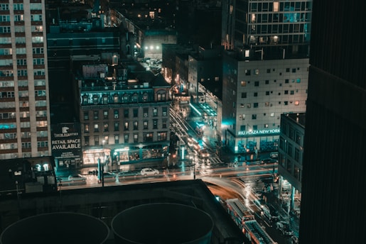 aerial photography of lights in city buildings during nighttime