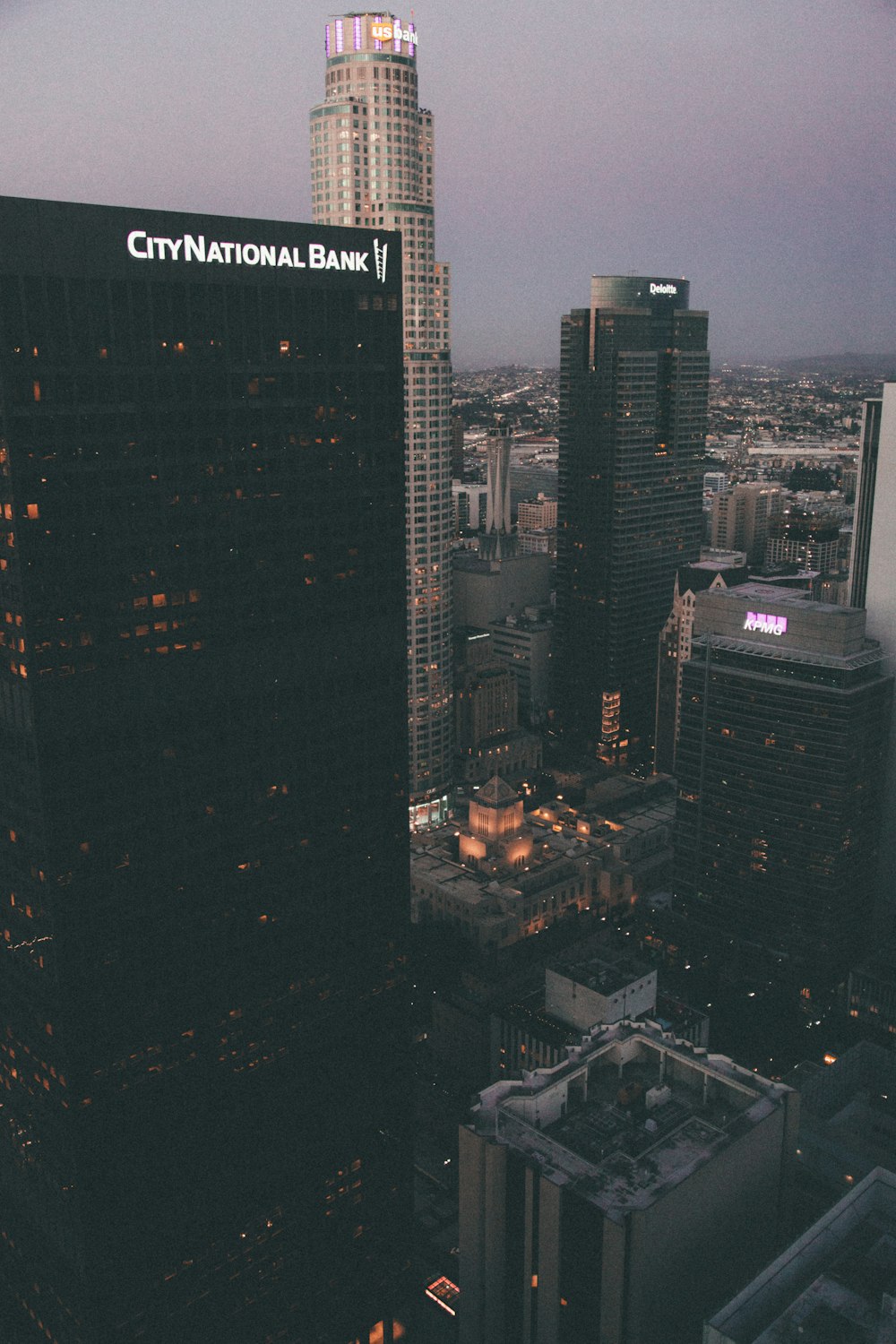 aerial view of city buildings