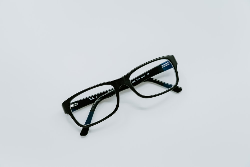 black-framed eyeglasses