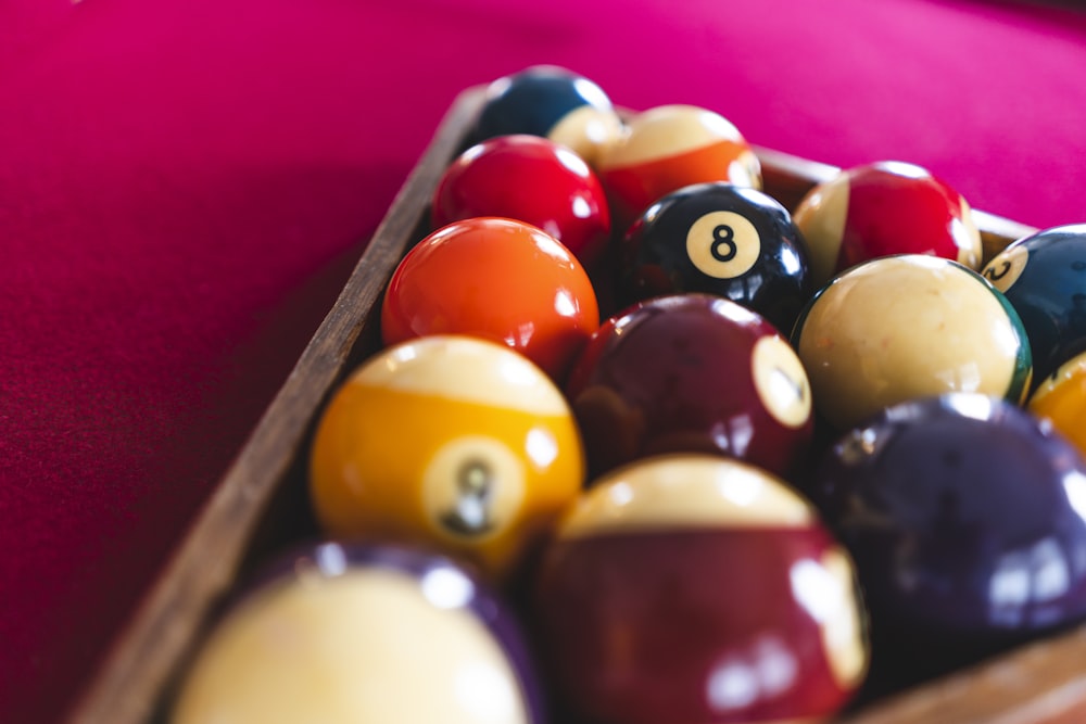 pool ball set on table