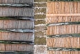 a close up of a wall made of bamboo