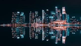 lighted buildings during night time