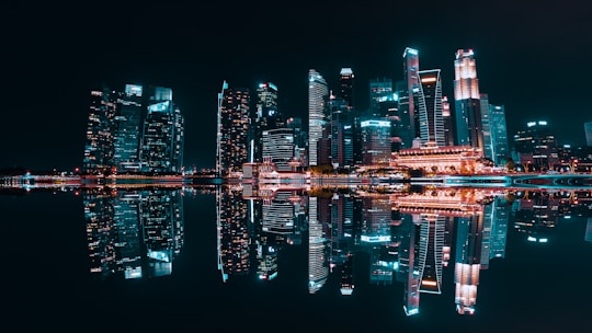 lighted buildings during night time