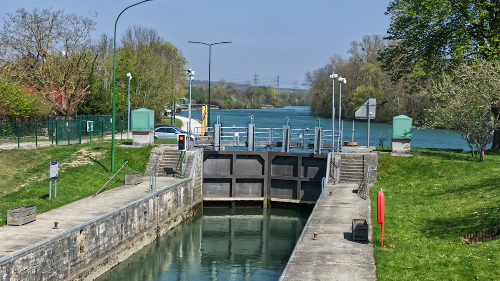 canal with gate closed during daytime