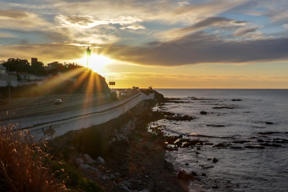 cars on coastal road