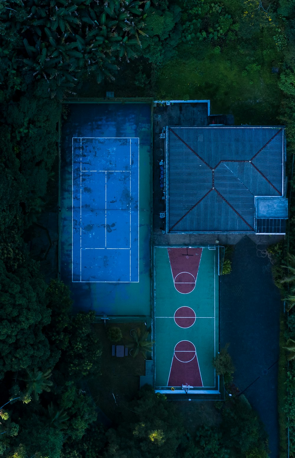 sport fields in aerial photography