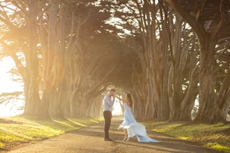 man and woman on road