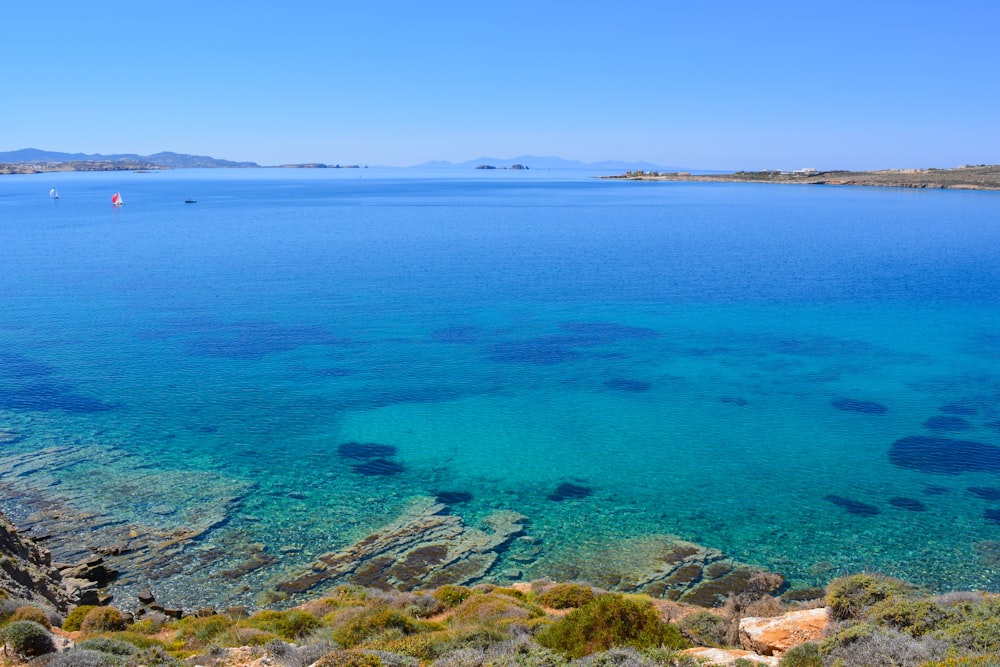 blue sea view under blue skies