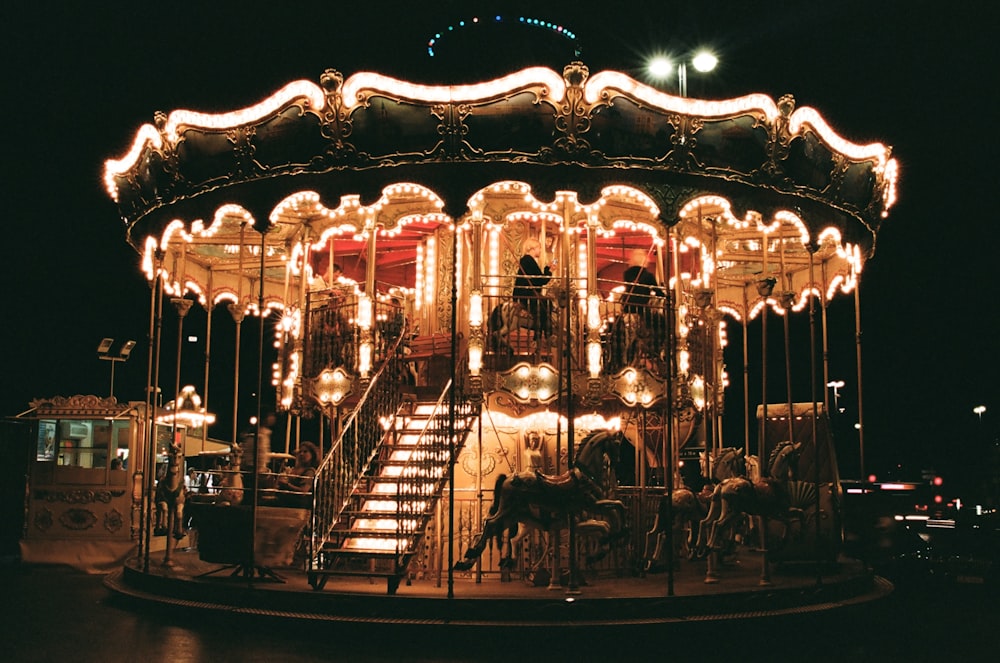 yellow lighted circus carousel