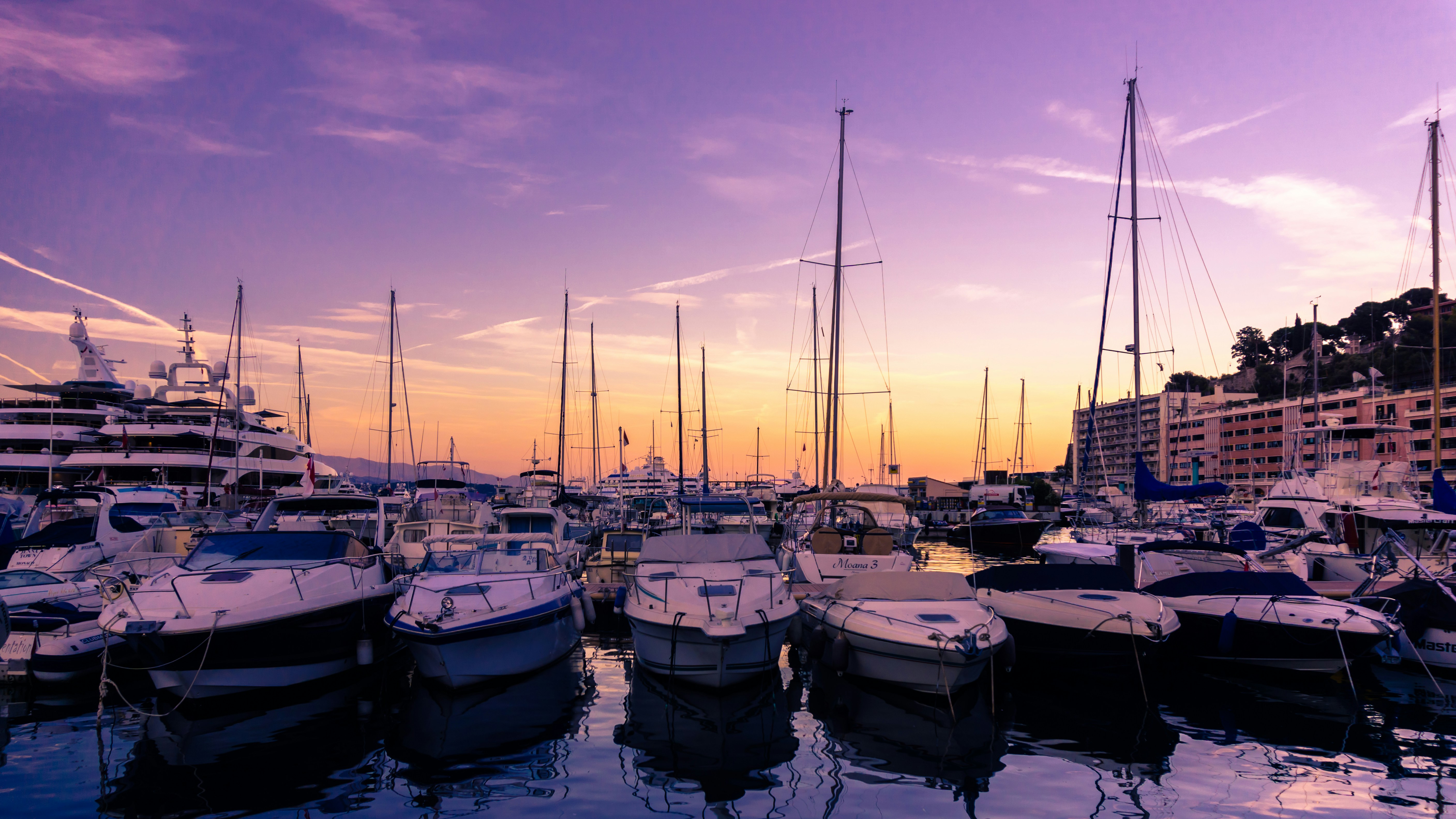 sailboats on pier, Evening Tranquillity at Port Hercule Monaco.