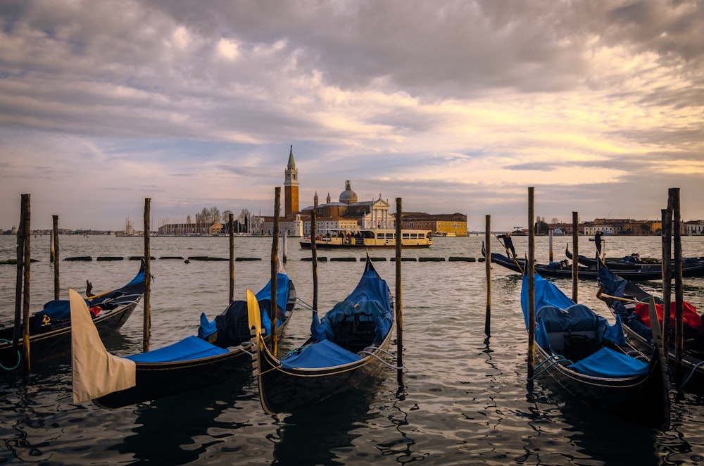 blue and brown wooden boat photography