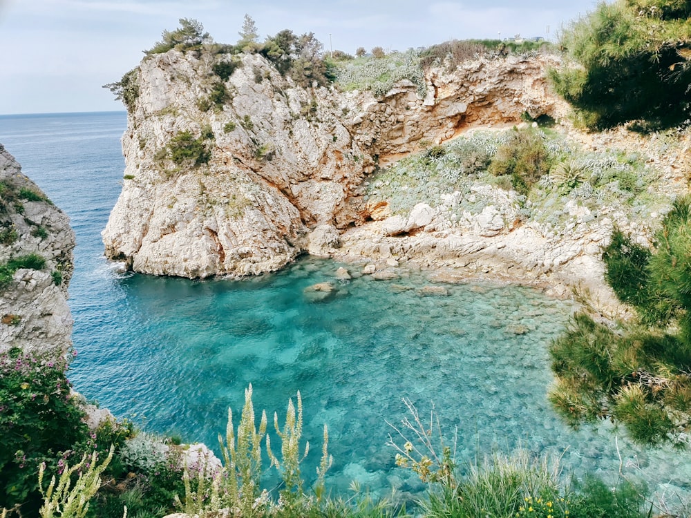 brown cliff near ocean