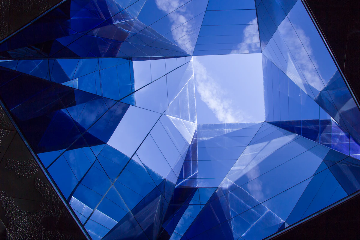 Blue glass architectural detail