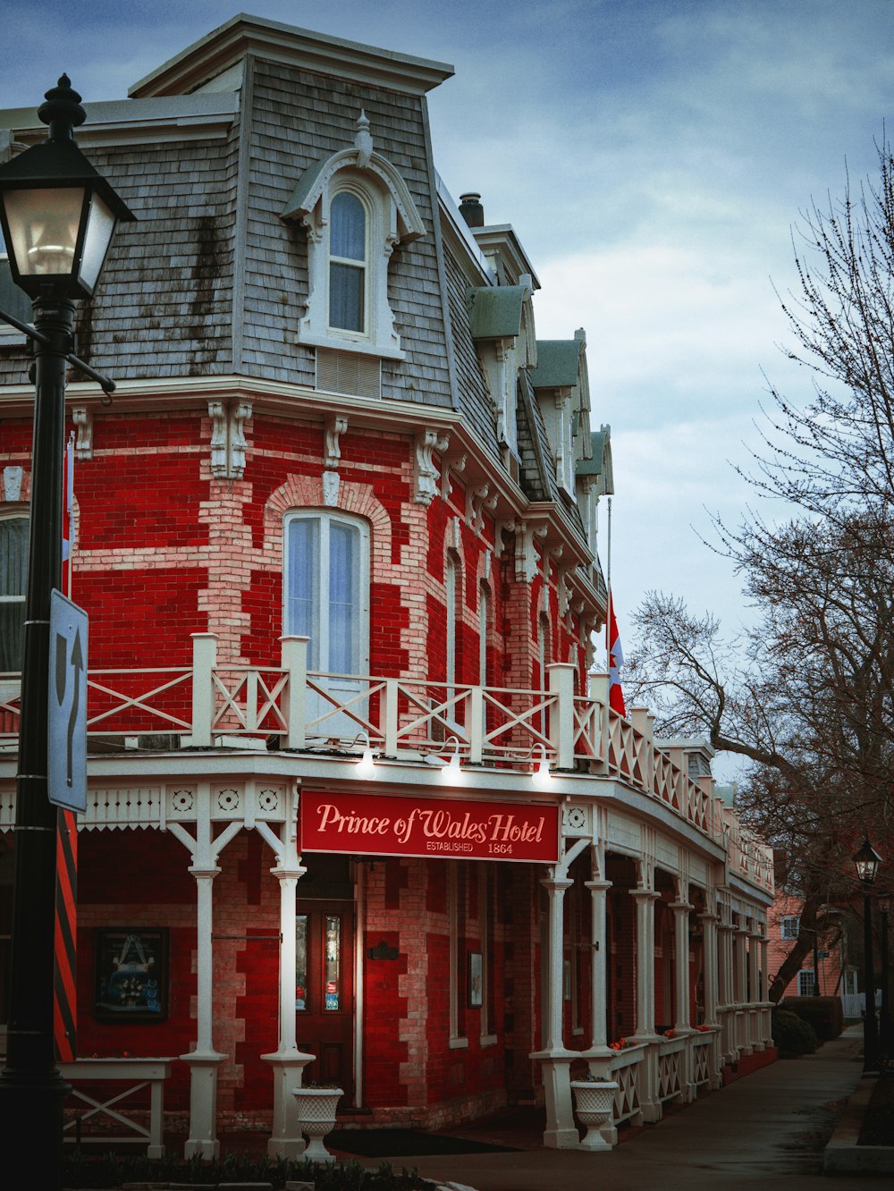 grey and red bricked building