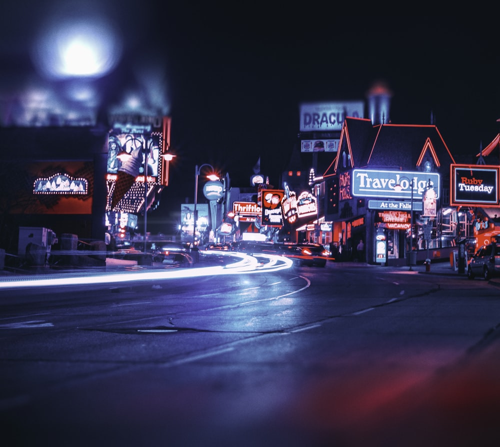 time lapse photo of town during nighttime