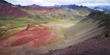 A vibrant landscape of a Minecraft world with mountains.