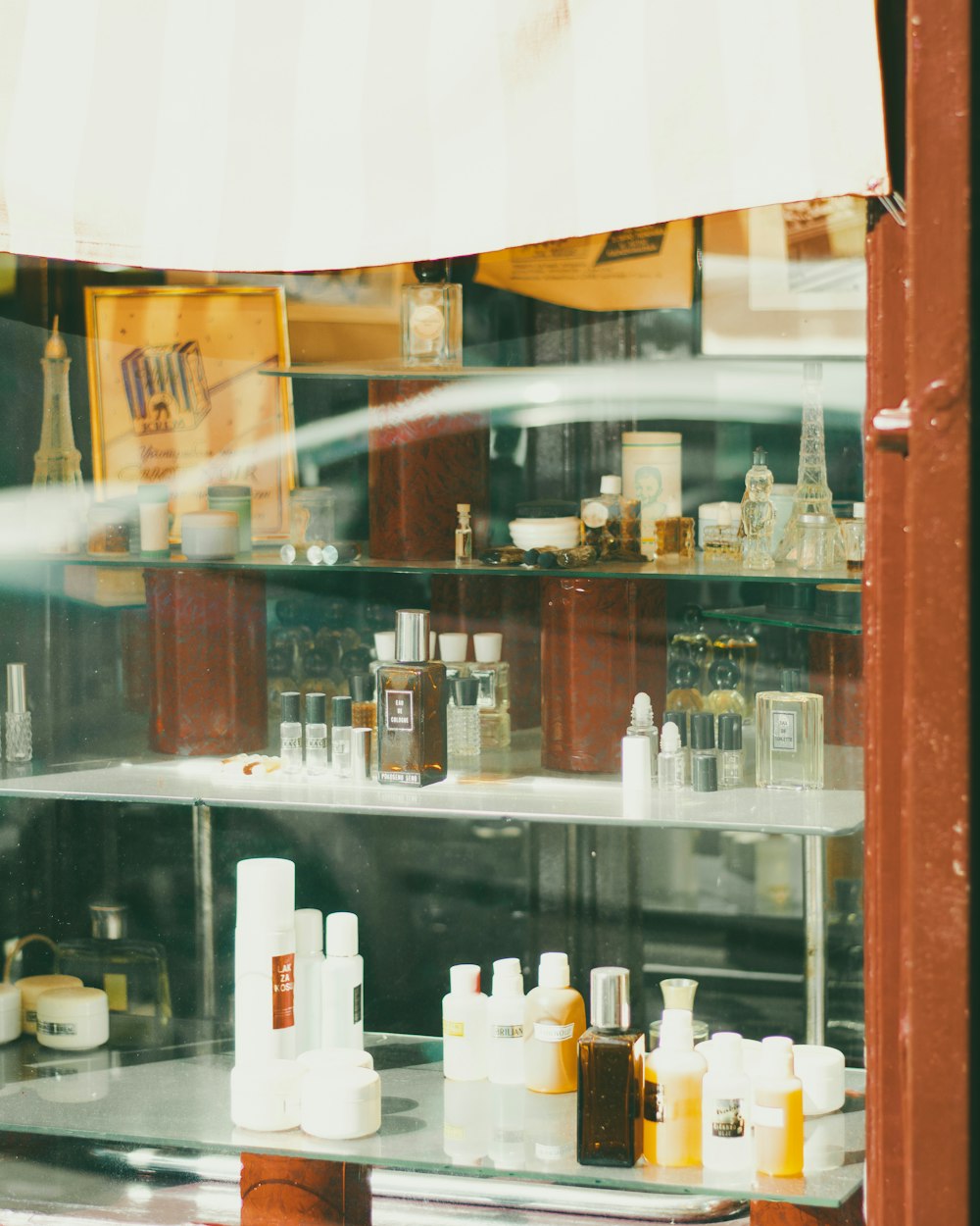 assorted bottles on rack