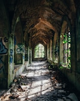 empty building ruins hallway