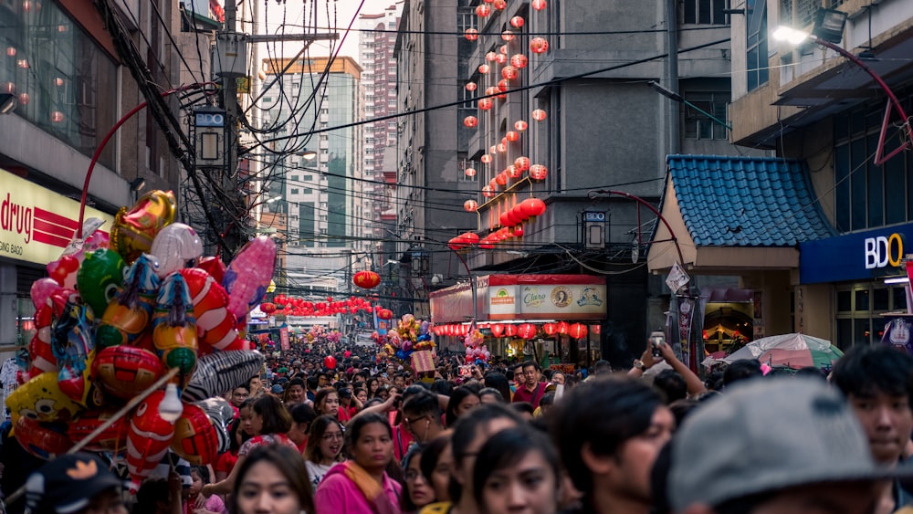 people in crowded city street