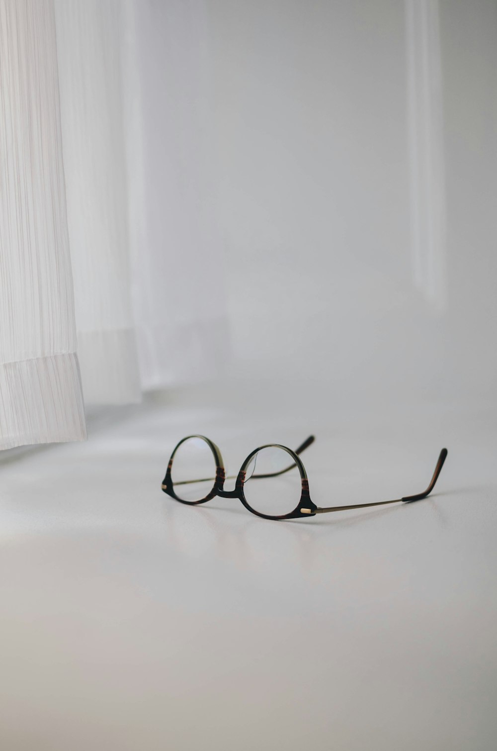 black framed eyeglasses