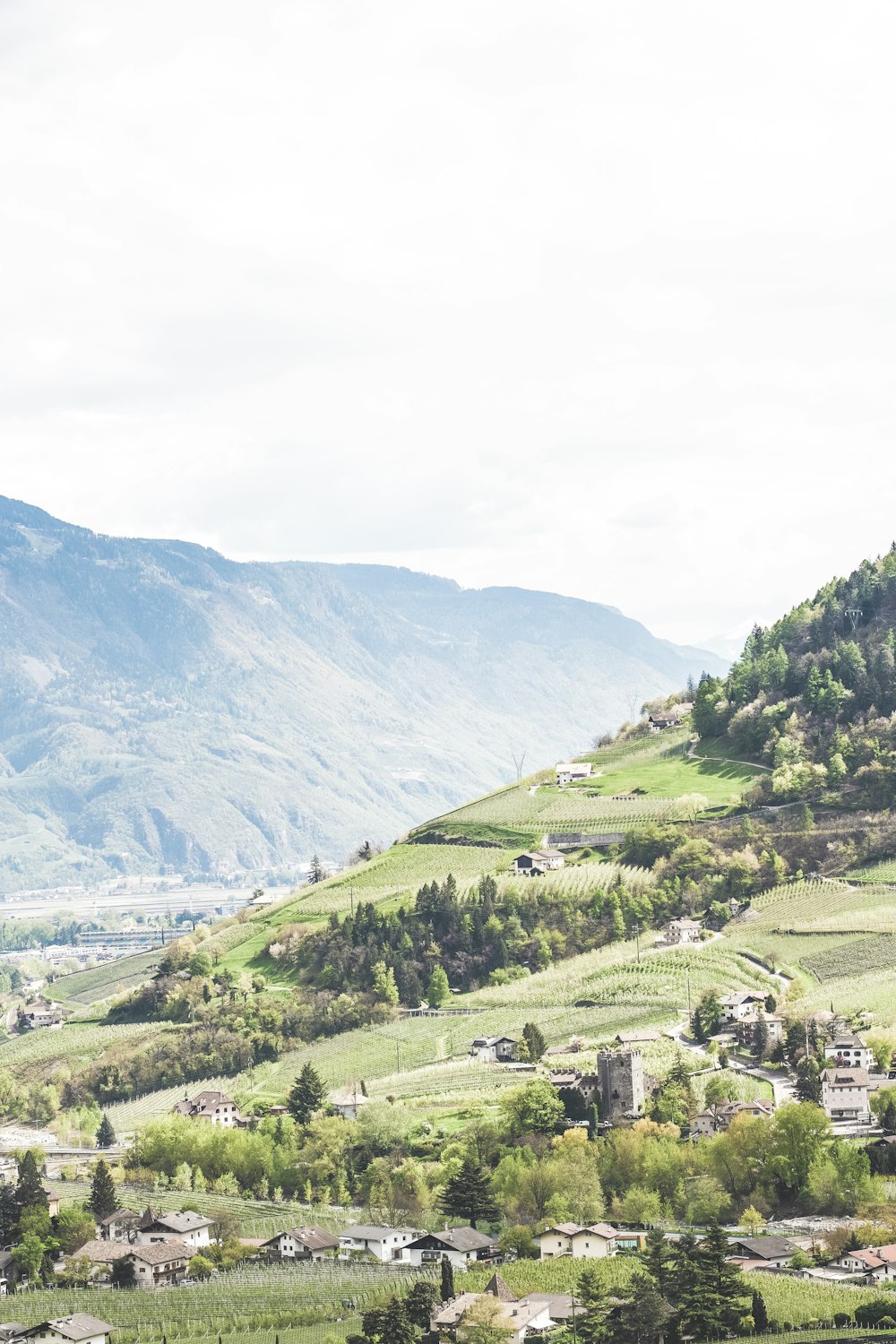 buildings in mountain range