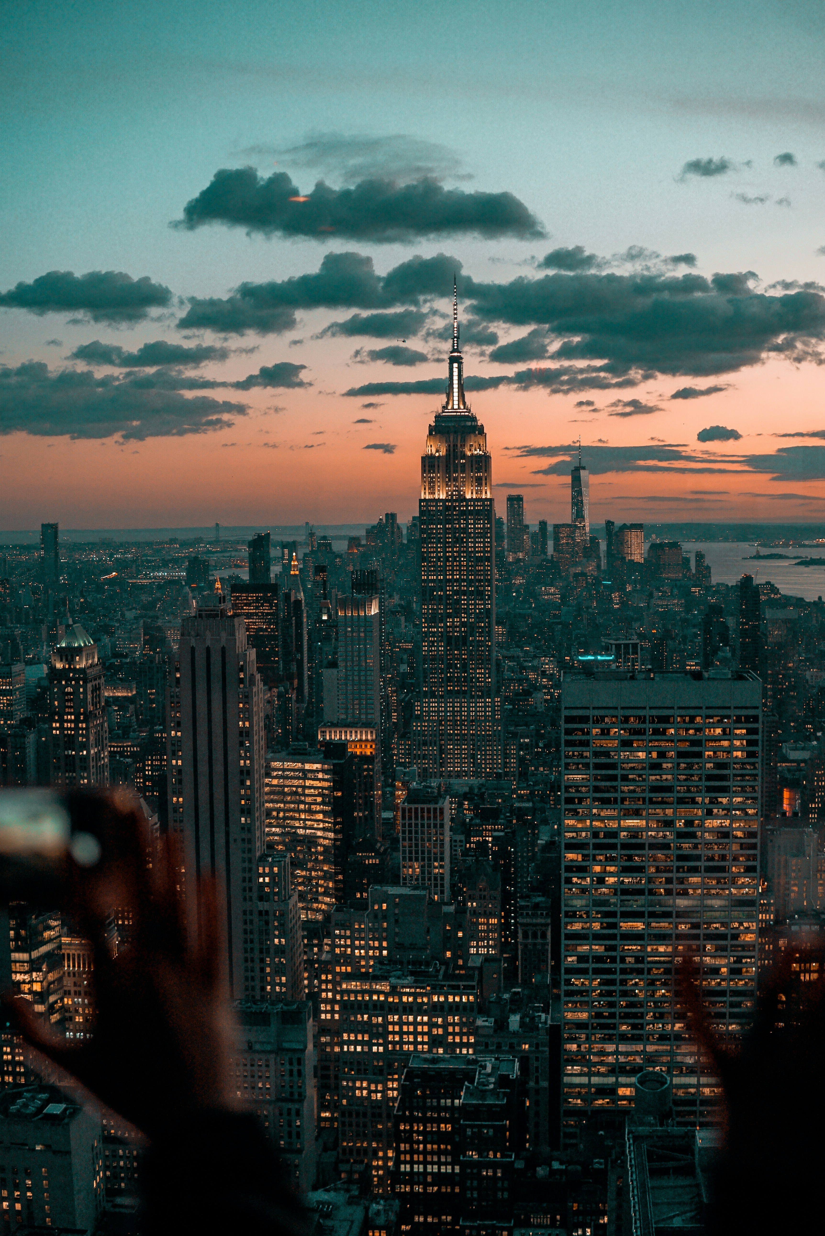 high-rise buildings at night