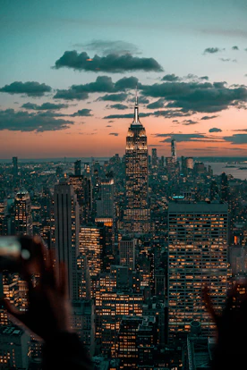 high-rise buildings at night