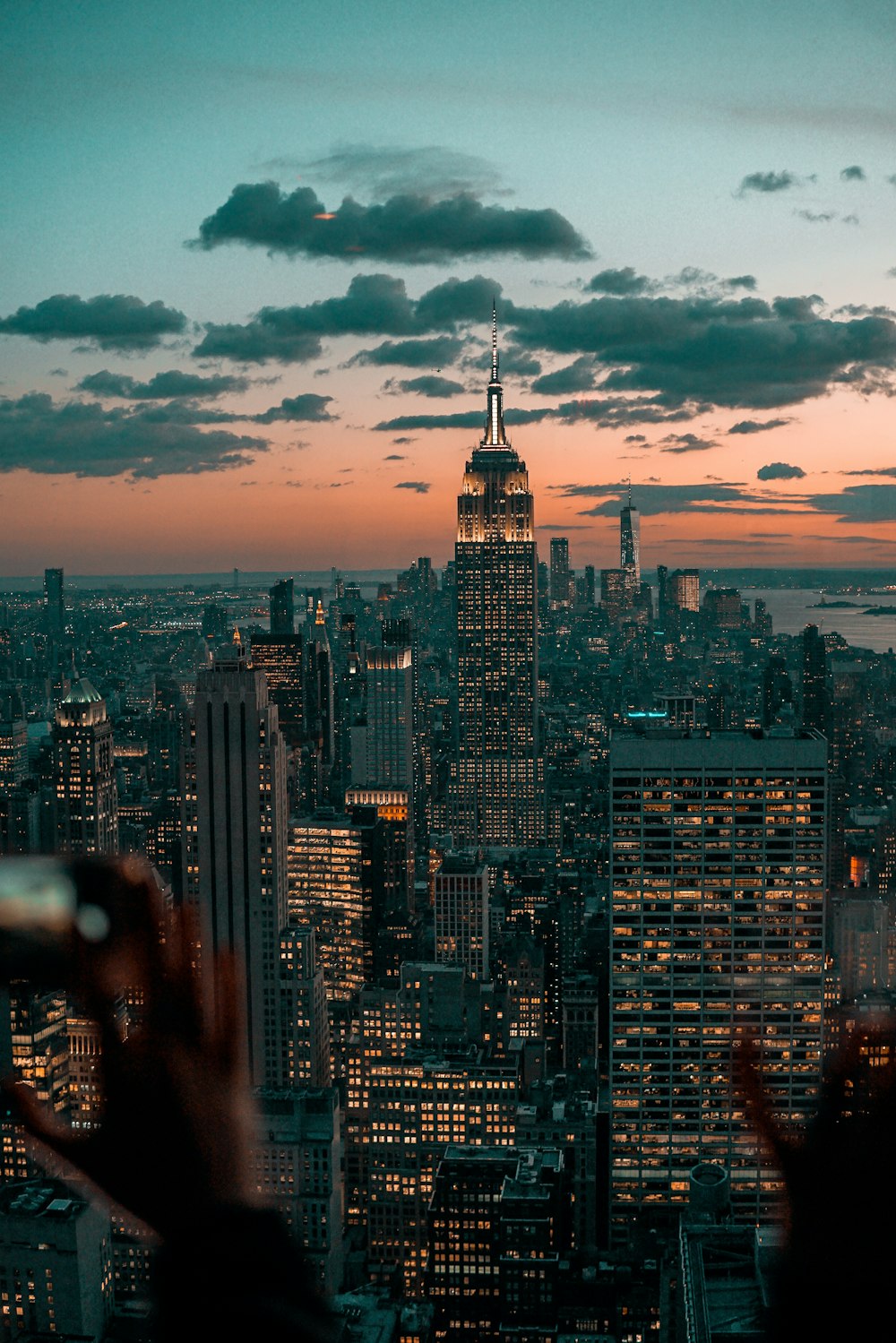 high-rise buildings at night