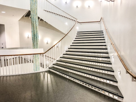 Elegant marble staircase with smooth polished steps and modern design.